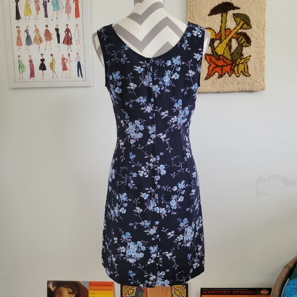 Maurices | 90s Vintage Navy + Blue Floral Mini Dress - Picture 5 of 7